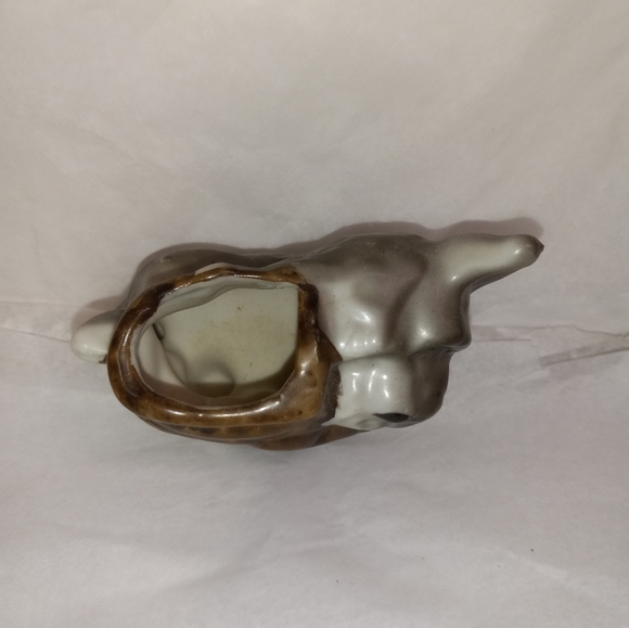 Japan Porcelian Ceramic Miniature Yorkie Dog w/Boot Toothpick Holder Gray &Brown - Picture 3 of 6